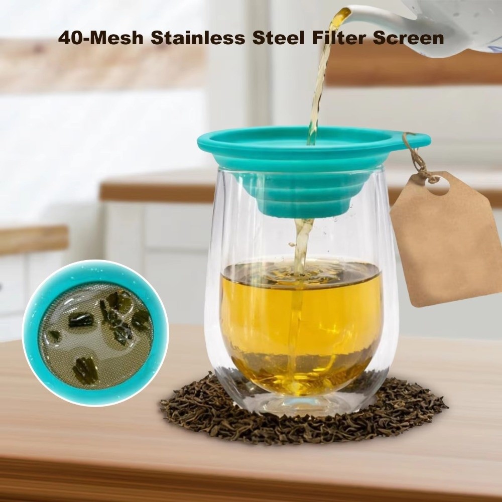 New Food Grade Silicone Silicone Funnel Heat Resistant Leak-Proof Foldable Filter Liquid Transfer Portable Funnel Kitchen