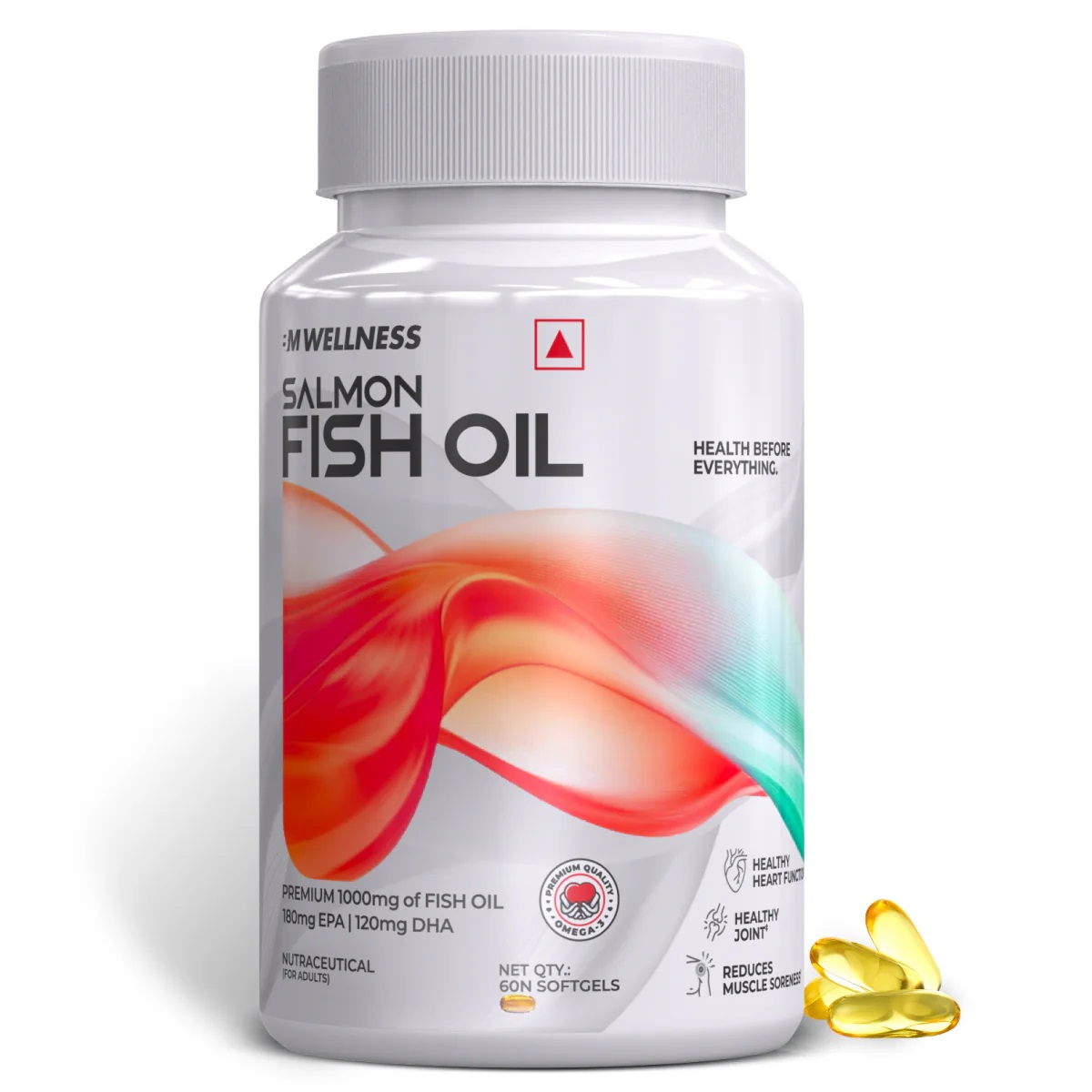 GNC Salmon Oil 1000mg- 60 Softgels For Support Joint & Heart Health, Vision With Overall Well-Being