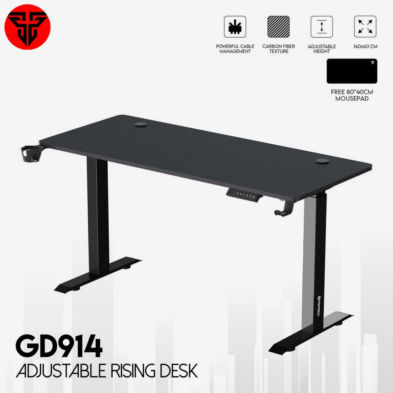 GD914 Adjustable Rising Desk-Black