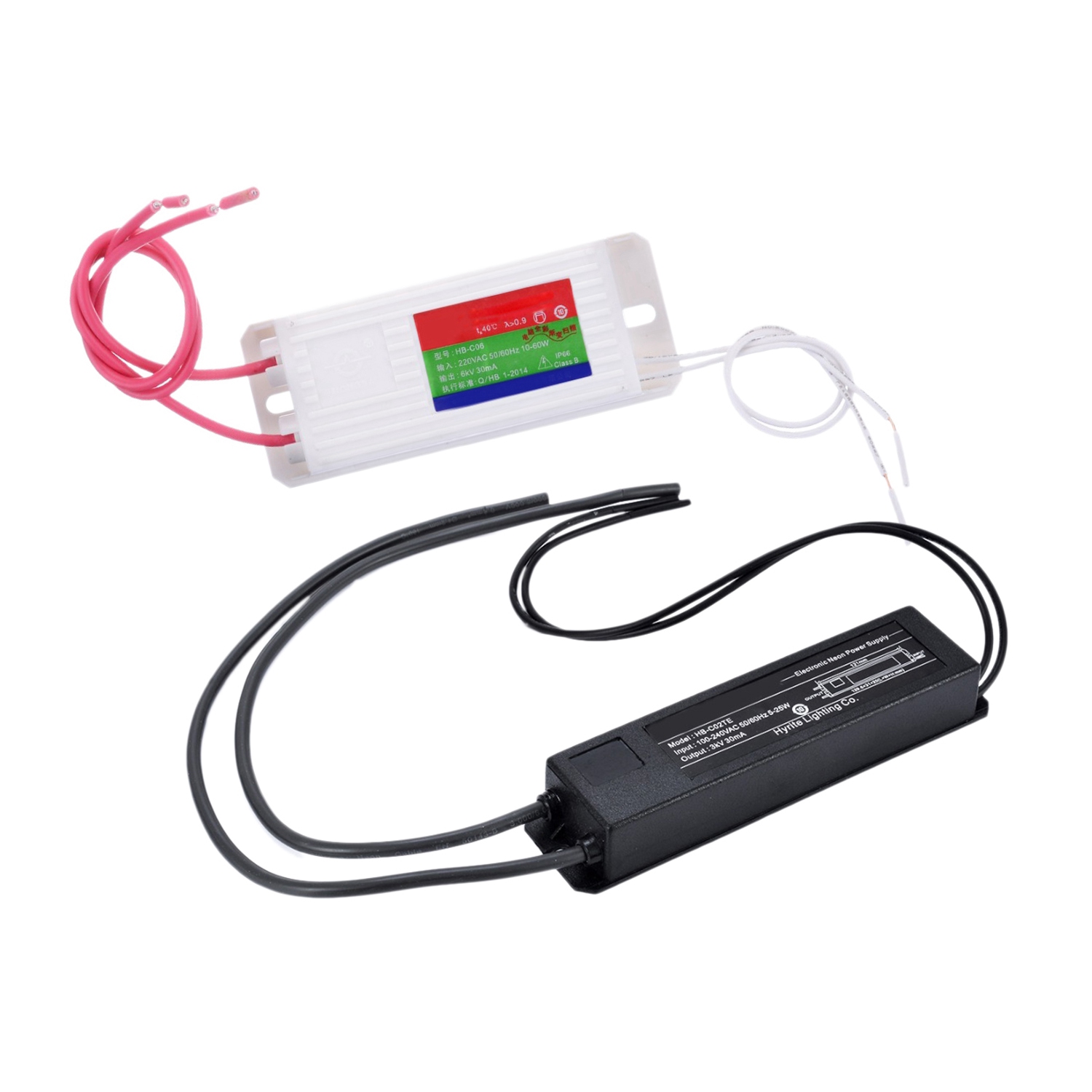 NCANRUI 2 Pcs Neon Electronic Transformer Waterproof Neon Power Supply Rectifier, Black & White