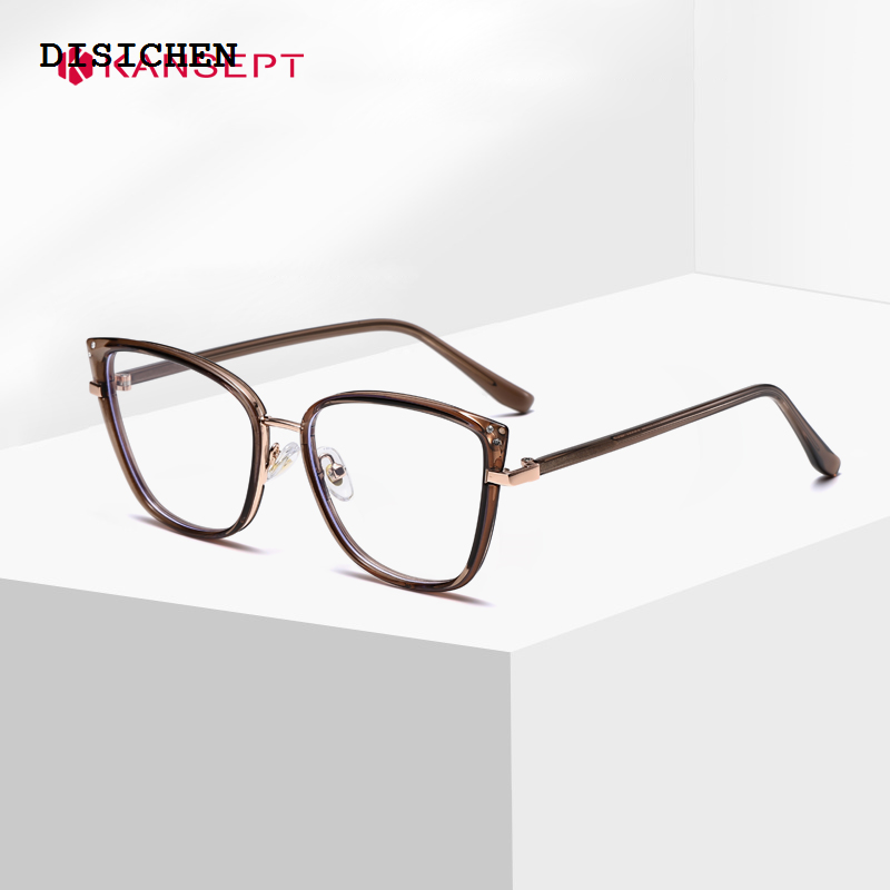 DISICHEN Sales promotion KANSEPT Fashion Cat Eye Customisable Myopia Prescription Optical Lenses Anti Blue Ray Butterfly Recipe Reading Glasses Women
