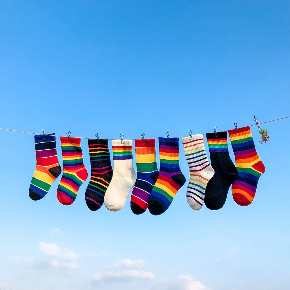 Autumn Cotton Soft Comfortable Girls Children Socks Long Sock Ankle Sweet Rainbow