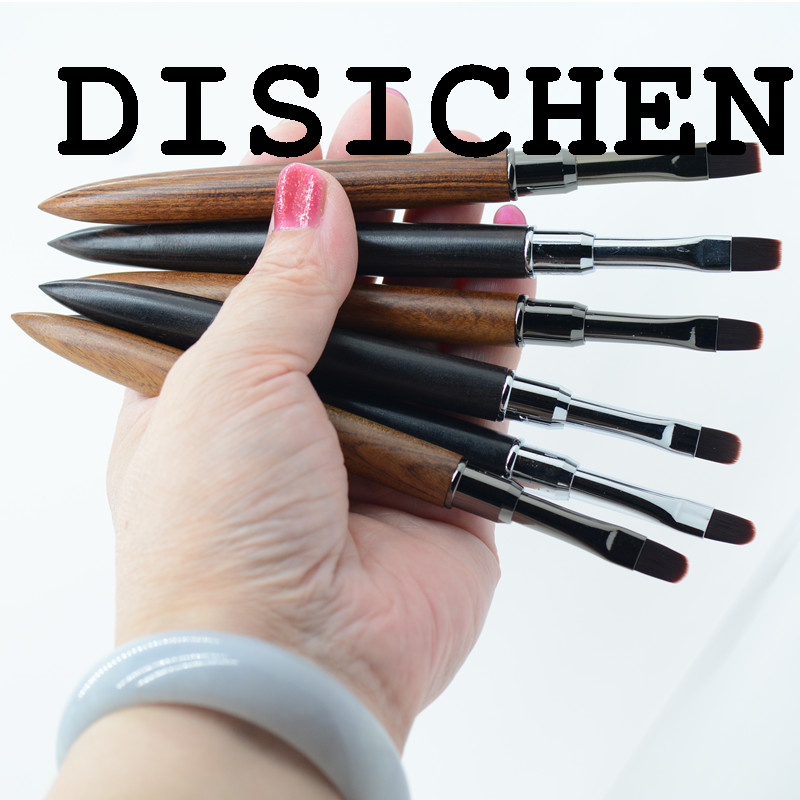 DISICHEN Luxury 1PC Acrylic Nail Brush Pen for Powder Manicure Round Wood Handle Gel Builder Brushes