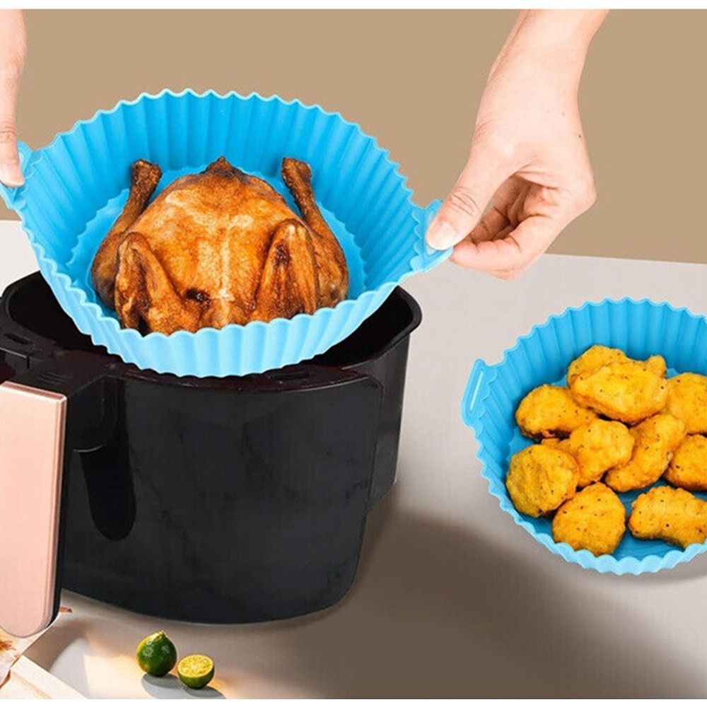 6Pcs Reusable Cake Mold Air Fryer Accessories Pizza Plate Silica Gel Baking Basket Accessories Pot Cooking Tool Grill Pot Tray Air Fryer Lined Basket