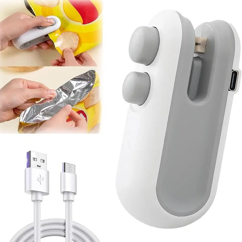 Mini Heat Sealer for Plastic Bags | Rechargeable Sealing Machine with Cutter | Food Preservation Tool