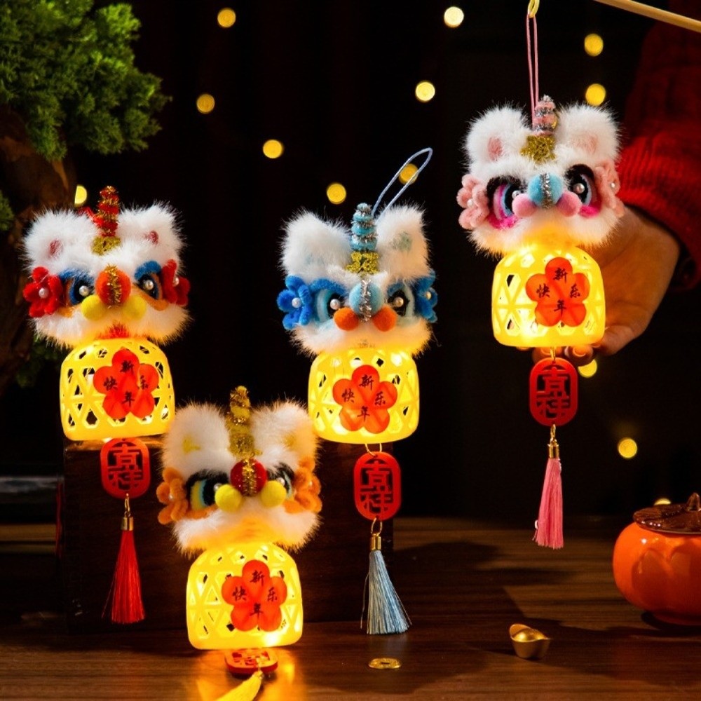 Traditional Chinese Style 2026 New Year Decorative Lantern Hanfu Accessories Lion Dance Chinese New Year Lantern Portable DIY Handmade Bamboo Mid-Autumn Lantern Party Lamps