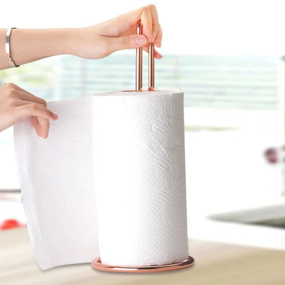 New Stainless Steel Roll Paper Towel Holder Kitchen Portable Bathroom Tissue Stand Dining Table Tissue Holder Vertical Napkins Rack