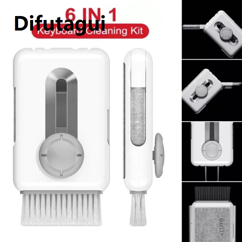 Difutagui multi cleaning pen Upgrated 6 In 1 Retractable Keyboard Cleaning Brush Bluetooth Earphone Cleaning Pen Mobile Phones Tablet Screen Cleaner WipeTool Sets