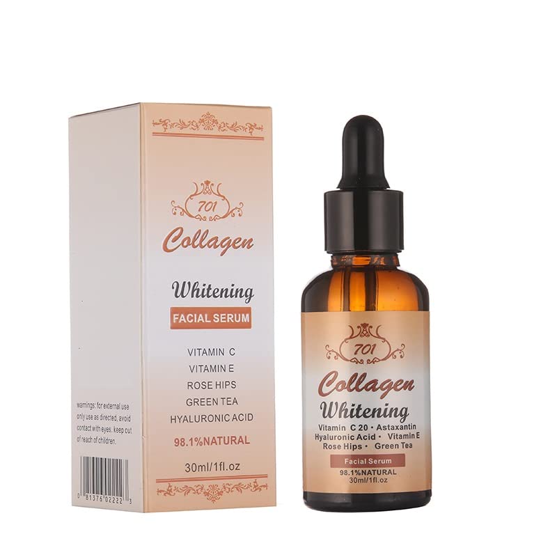 Collagen Plus 701 Facial Serum - 30ml | 98.1% Natural | Vitamin C20 + Astaxanthin + Hyaluronic Acid | Anti-Aging & Dark Spot Correction