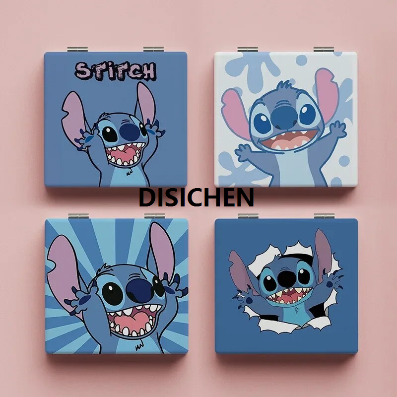 DISICHEN 2023 Disney Stitch Makeup Mirror Double Sided Mini Cartoon Portable Foldable Student Anime Kawaii Things Cute Girl Chrismas Gift Portable