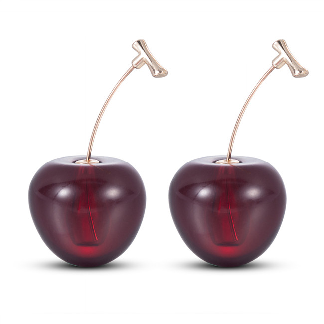 【Happy LifeStore】Fashion Earrings Wo Girls Resin Cute Round Dangle Red Cherry Fruit Jewelry Gift