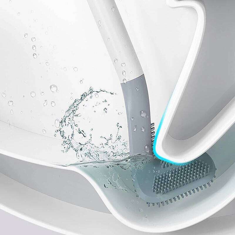 Golf Silicone Brushes Set Long Handled Toilet Cleaning Brush Black Modern Hygienic Bathroom Accessories