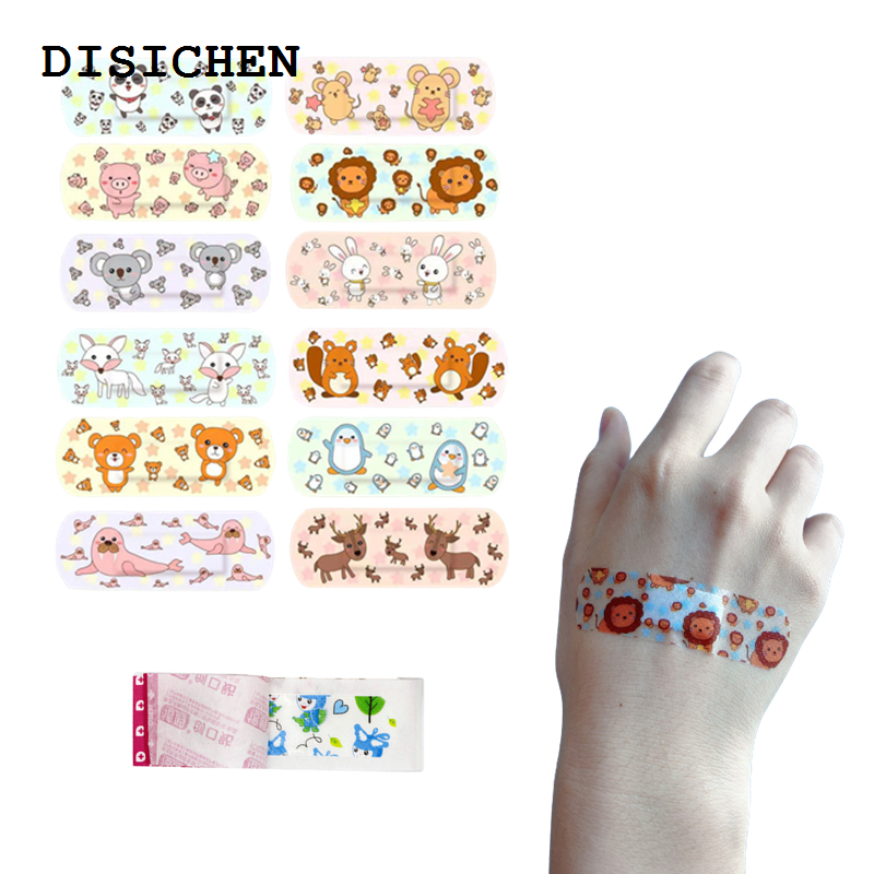 DISICHEN Profesional 100 Pcs/bag Cute Cartoon Transparent Waterproof Wound Bandages First Aid Breathable Bandaids Adhesive Emergency Kit for Children