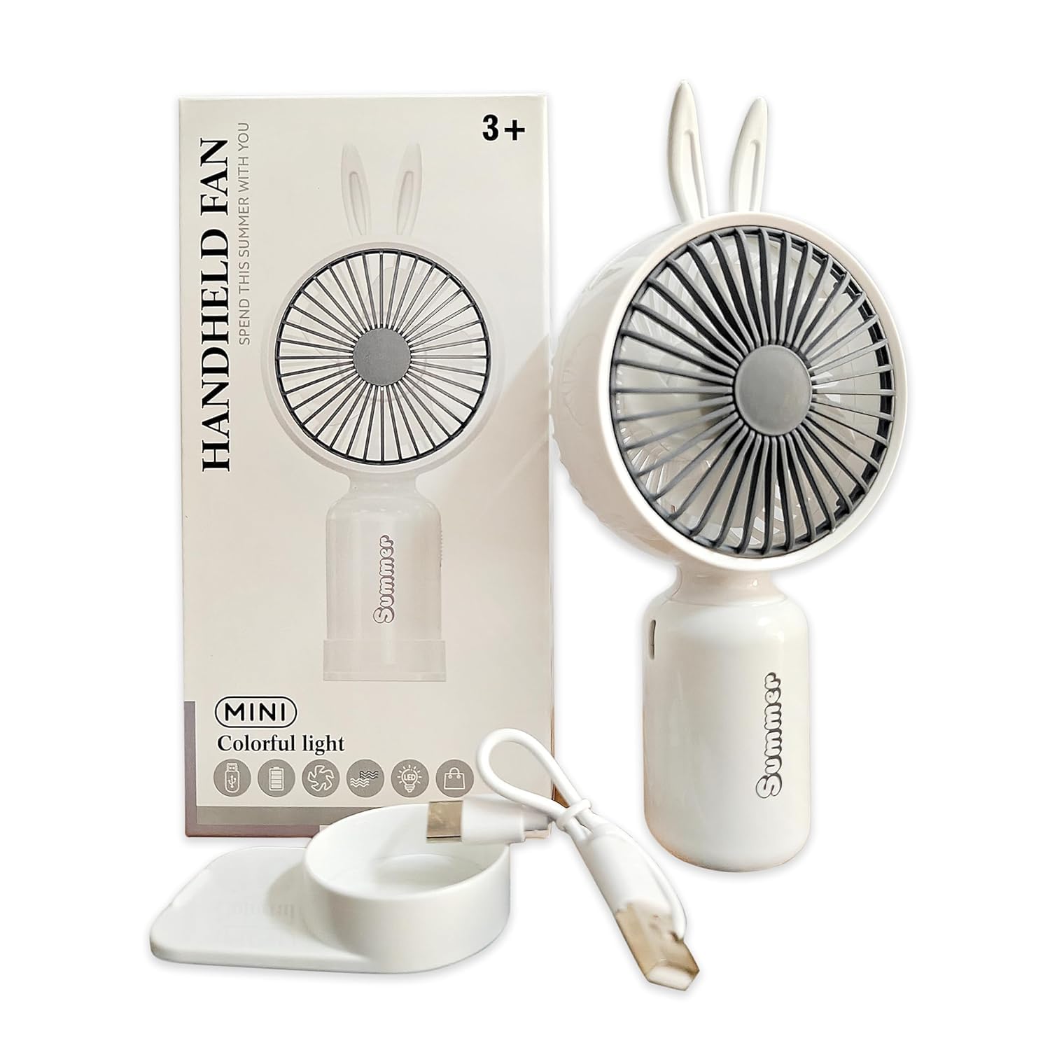 MRR Smart Choice High Speed Turbo Mini Portable Fan | Rechargeable Handheld Fan | USB Cooling Fan | Mini Table Fan Stand Fan | High Speed Toofan Cooling Fan | Portable Makeup Hand Fan for Travel | Cute USB Rechargeable Fan