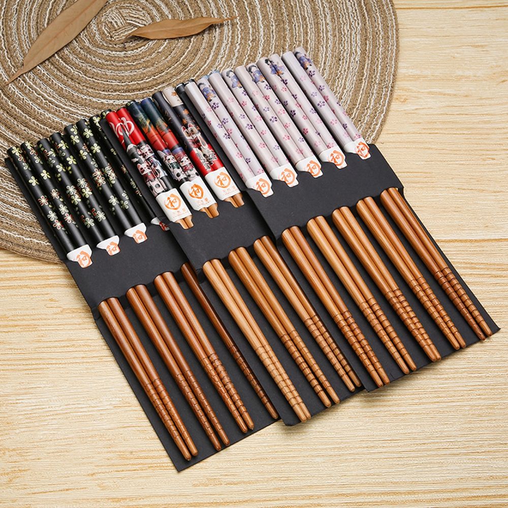 Reusable 5 Pair Gift Sushi Food Natural N1N Japanese Style Tableware Chopsticks Dinnerware Set Kitchen Supplies