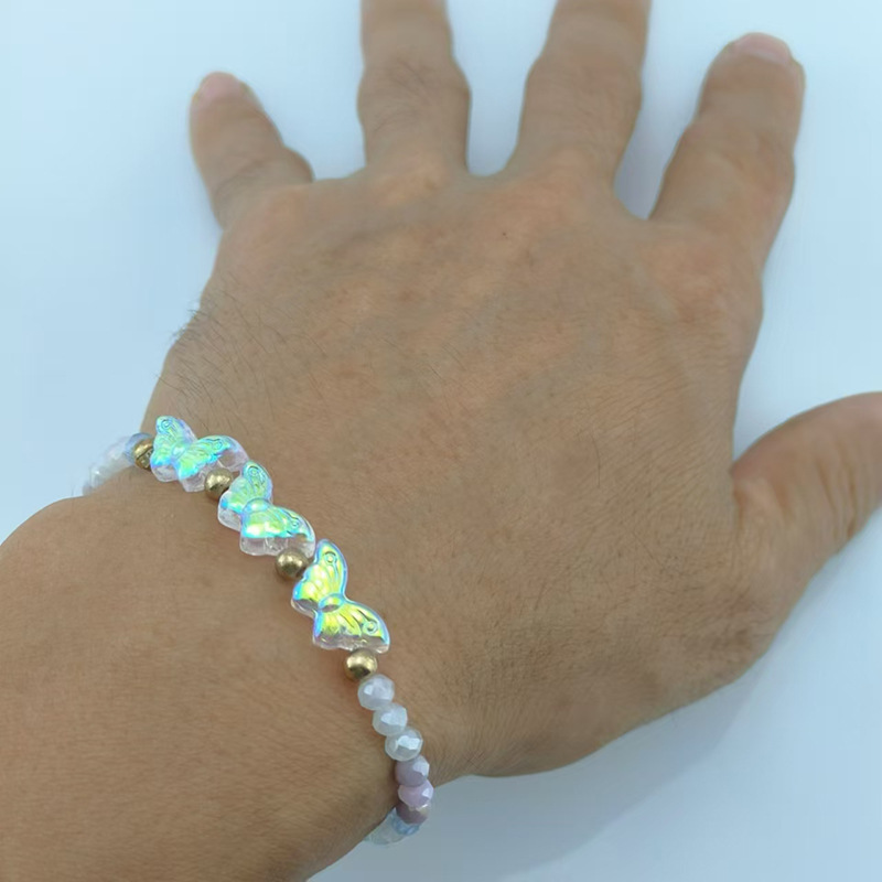 【New Arrivals】2024 New Arrival Phantom Bow Bracelet for Women Simple Cold Style Student Mixed Color Jade Elastic Bracelet