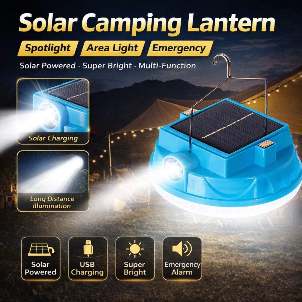 Portable Rechargeable Solar Light Dimmable Super Bright Emergency Light 4 Gears Waterproof Camping Light Night Lighting