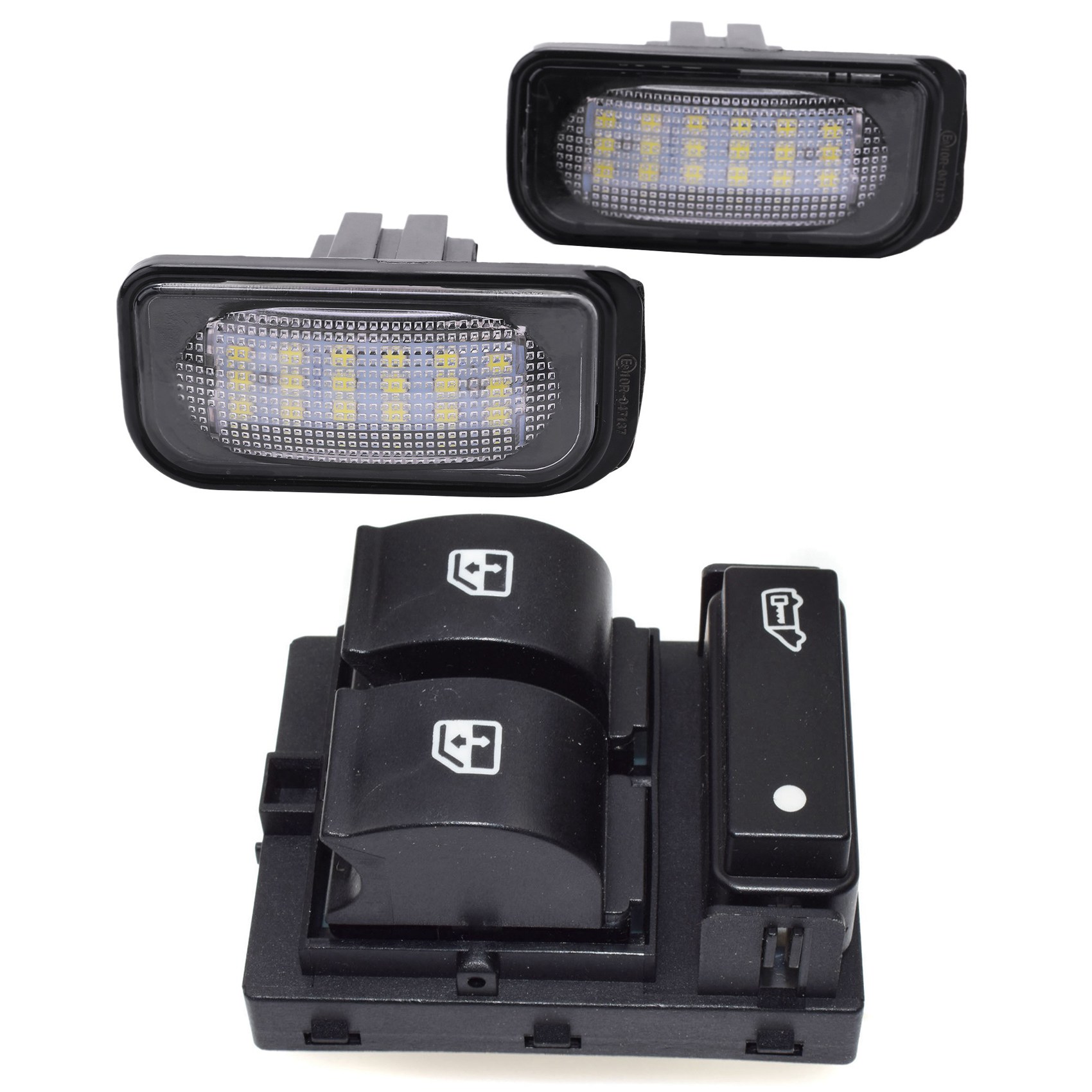 NAMUNY 3 Pcs Car Accessories: 2 Pcs No Error License Plate Light Base & 1 Pcs Window Triple Control Switch