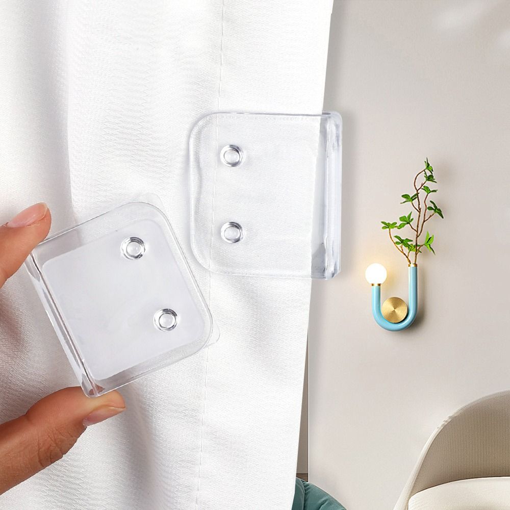 10 Pcs/Bag Portable Windproof Shower Curtain Clips Waterproof Self-adhesive Curtain Fixing Device Transparent Non Punching Bathroom Accessories Indoor Showers