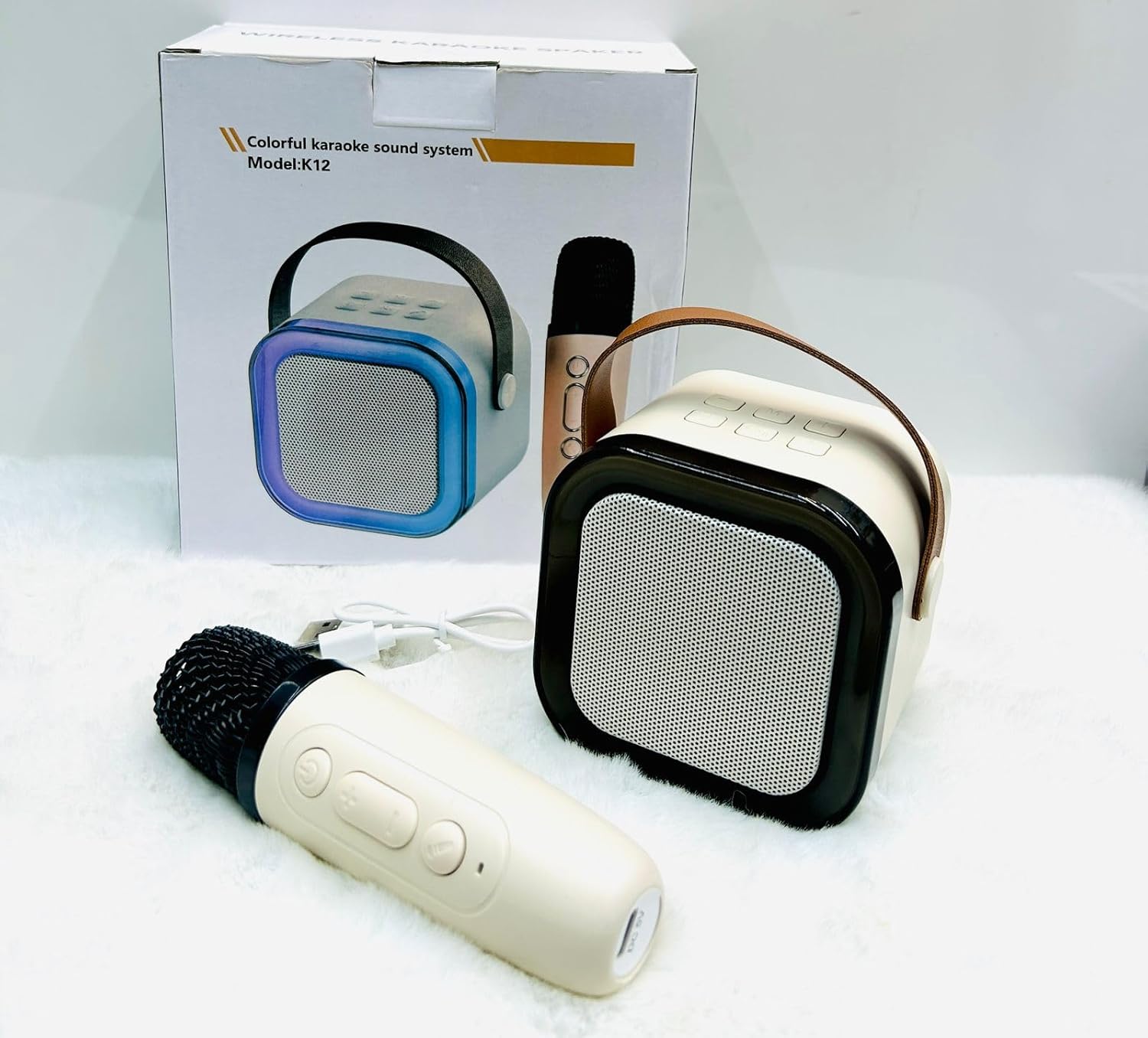 Colorful Karaoke Sound System Bluetooth Speaker with Wireless MIC Portable Karaoke Machine LED Party Speaker Home Outdoor Music Singing System