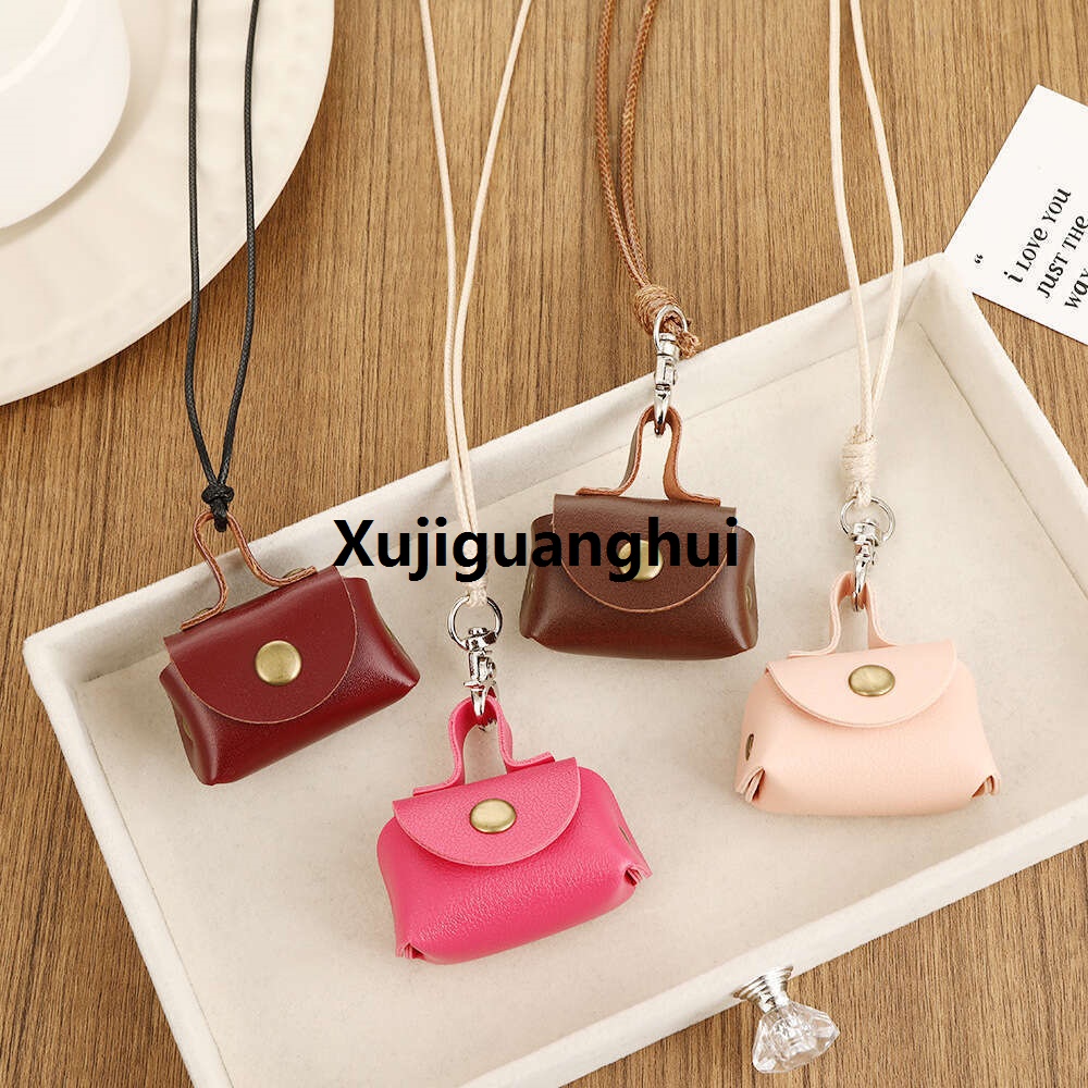 Xujiguanghui Dopamine Colorful Leather Bag Necklace Trendy Mini CoinAffordable Purse Long Sweater Chain Fashion Accessories for Women