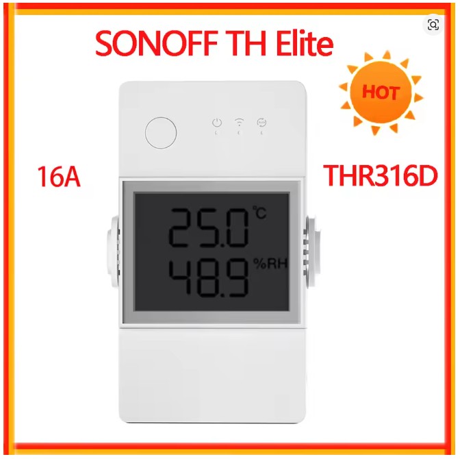SONOFF TH Elite 16A 20A Wifi Smart Temperature and Humidity Monitoring Switch Work with THS01 RL560 MS01 Sensor eWelink Alexa