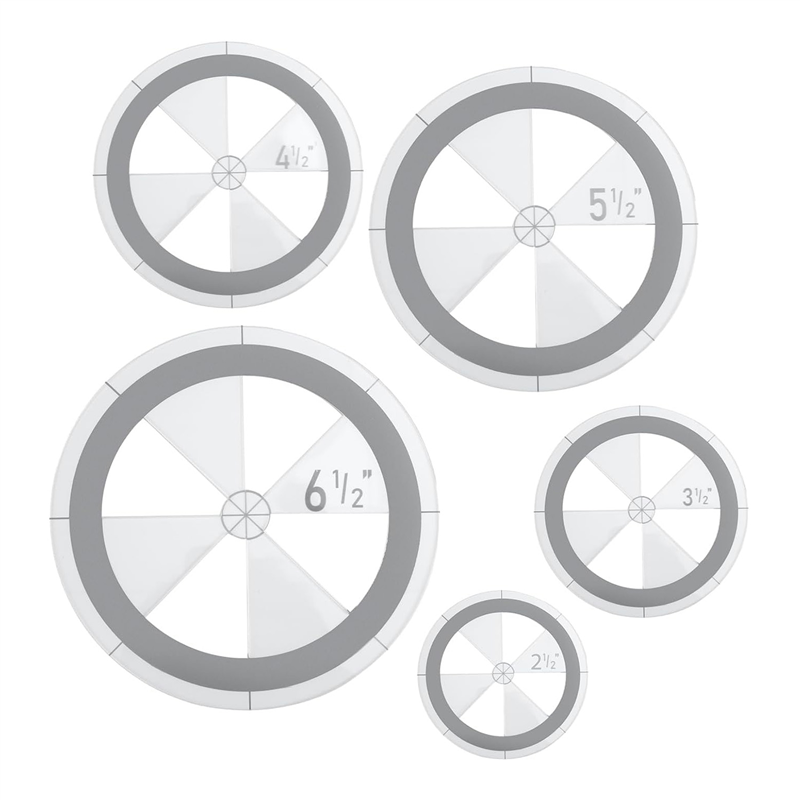 5 Pcs Circle Ruler Quilting Template Set for Quilting Drafting Acrylic Round Quilt Circle Cutter Ruler