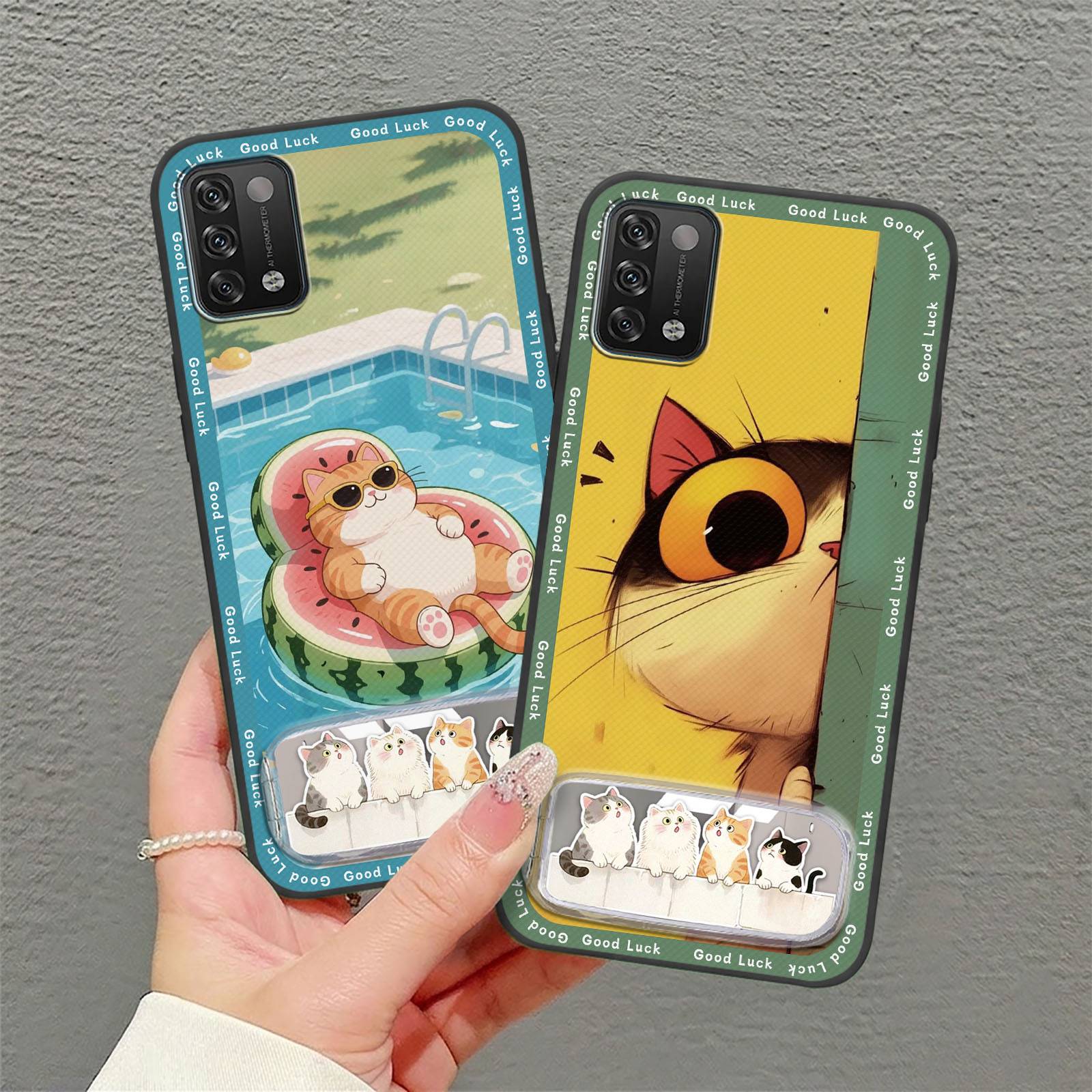 Silicone Full wrap Phone Case For UMIDIGI A11 Fashion Design Soft case Makeup Mirror Phone Pouch Shockproof Mirror 3D