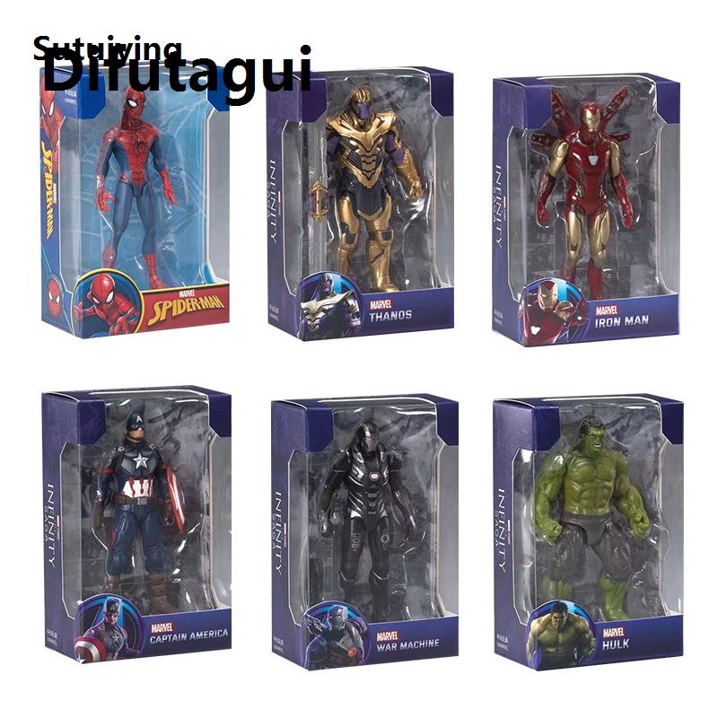 Difutagui Fifty percent discount Sutuiying 10cm marvel figure legends collection SpiderMan Thanos Iron Man Spider Original Captain Thor Hulk avenger action decoration toy kids gift