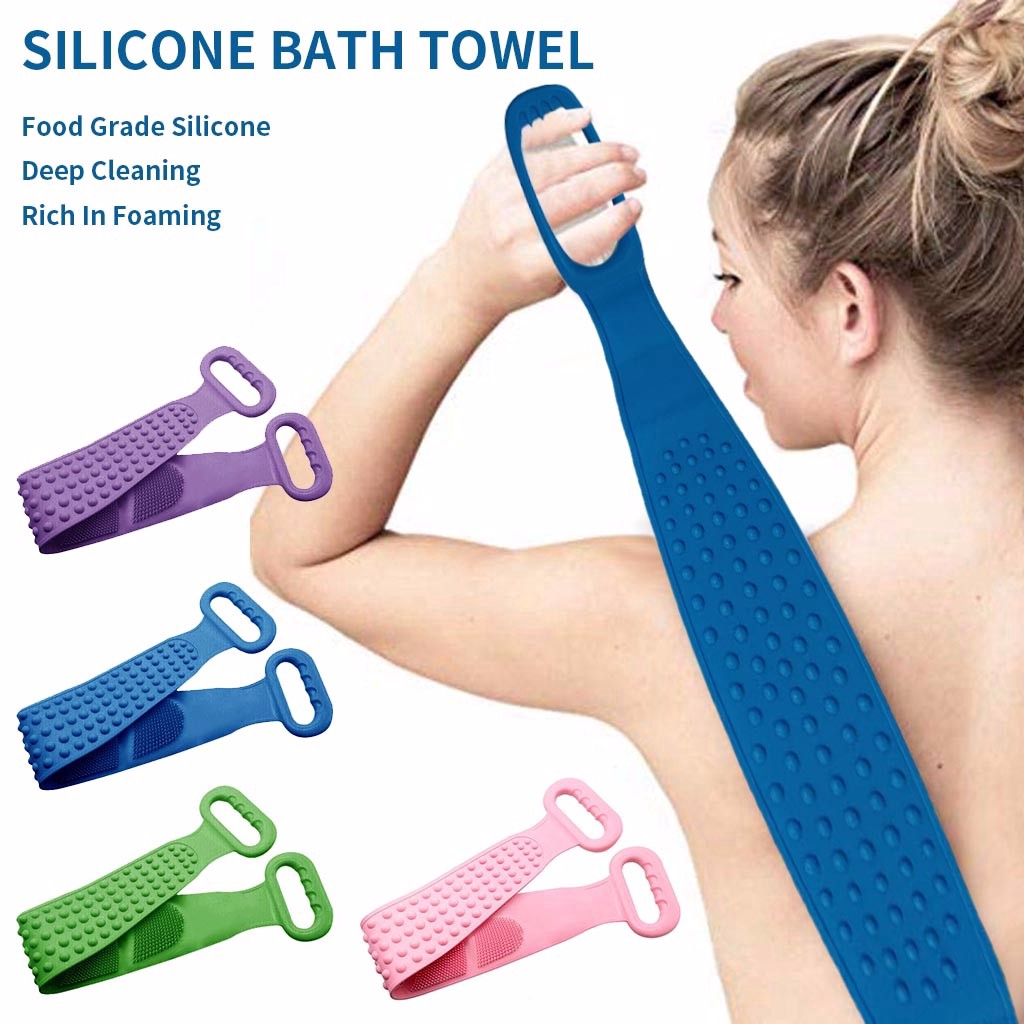 Scrubber Brush Silicone Exfoliating Bath Shower Towel Back Strap Body Sponge