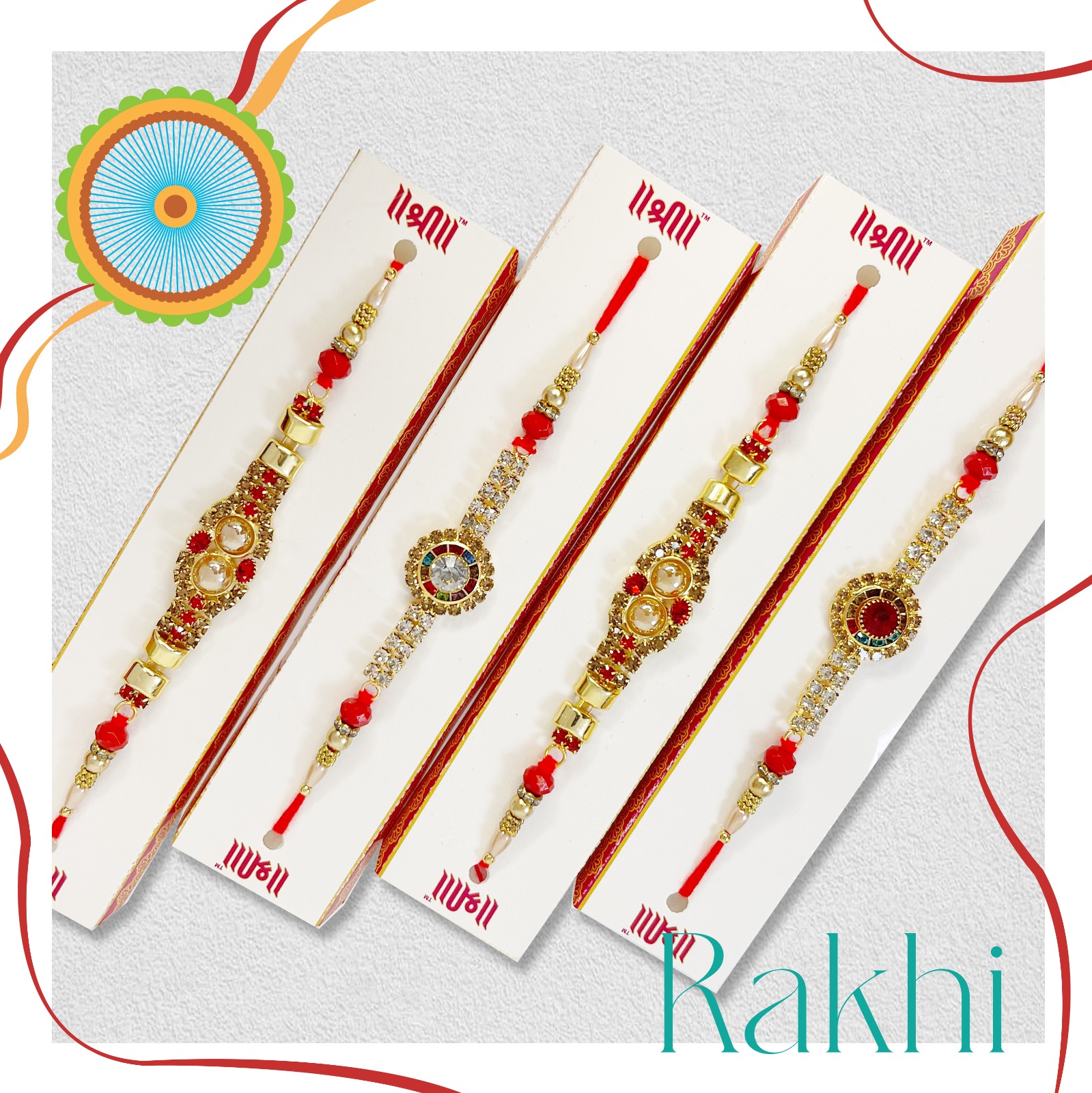 Spunky Add-ons Designer Rakhi Set of 4