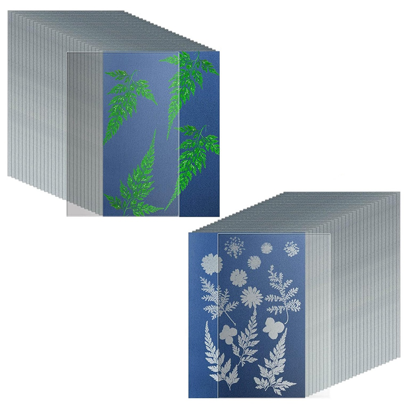 NCANRUI 38 Sheets Cyanotype Paper A4 Sun Print Paper Kit with 2 Clear Acrylic Sheets High Sensitivity Solar Drawing Paper
