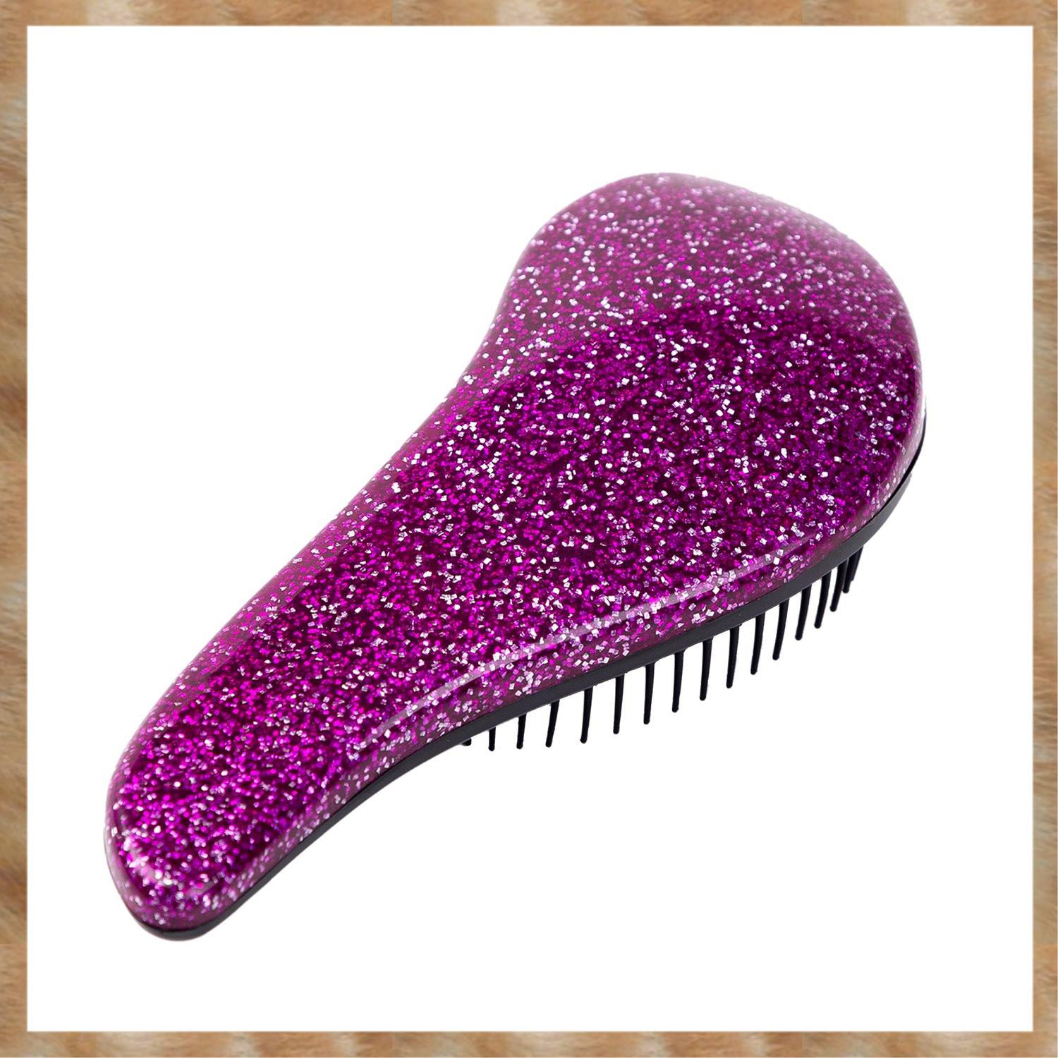 Kqueebee 1Pcs Glitter Handle Detangling Comb Shower Hair Brush detangler Salon Styling Tool hairbrush()
