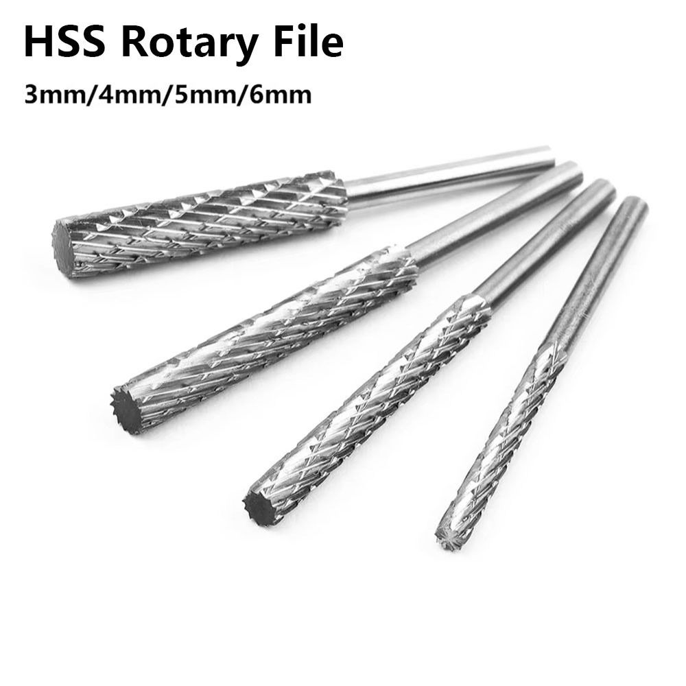 1Pcs New 3/4/5/6mm Rotary File HSS Finishing Metal Grinding Head Dual Slot Drill Bit For Root Tone Wood Plastic Aluminum