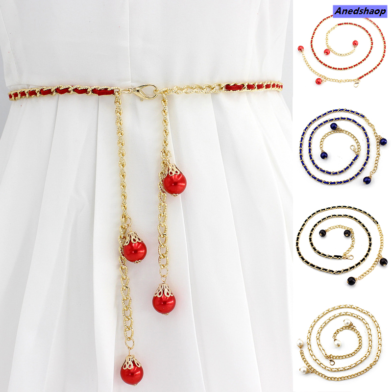 NEW Anedshaop 【Top Picks】Pearl Dress Belts Retro Fine Belt Metal Hook Belt Fashion Hot Selling Female Waistband Replacement Belt Korean Version Sweet Women Girdle