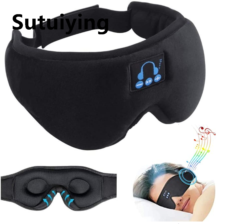 Sutuiying VIP Sleep Headphones, Bluetooth 5.0 Wireless 3D Eye Mask, Headset with Microphone, Side Breathable, Sleeper, Travel Phone and Music