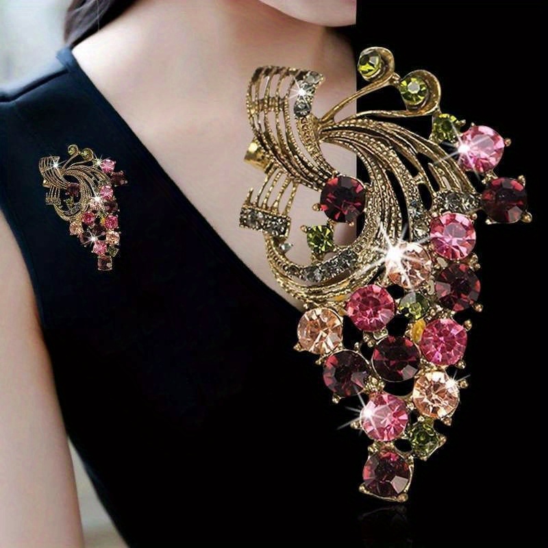 Vintage Colorful Shiny Brooch Women Elegant Style Suit Corsage Pin Accessory Gift