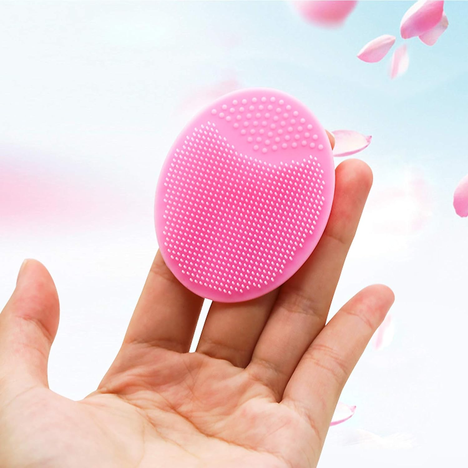 2 Piece Excellent Quality Pink Colored Face Scrubber, Soft Silicone Facial Cleansing Brush Wash Sponge Massage Pore Blackhead Removing Exfoliating