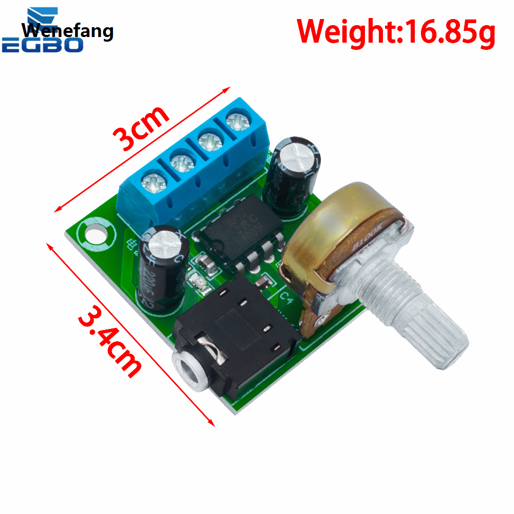 Wenefang 1PCS EGBO New Arrival LM386 Audio Power Amplifier Board Luxury DC 3V~12V 5v Mini AMP Module Adjustable volume
