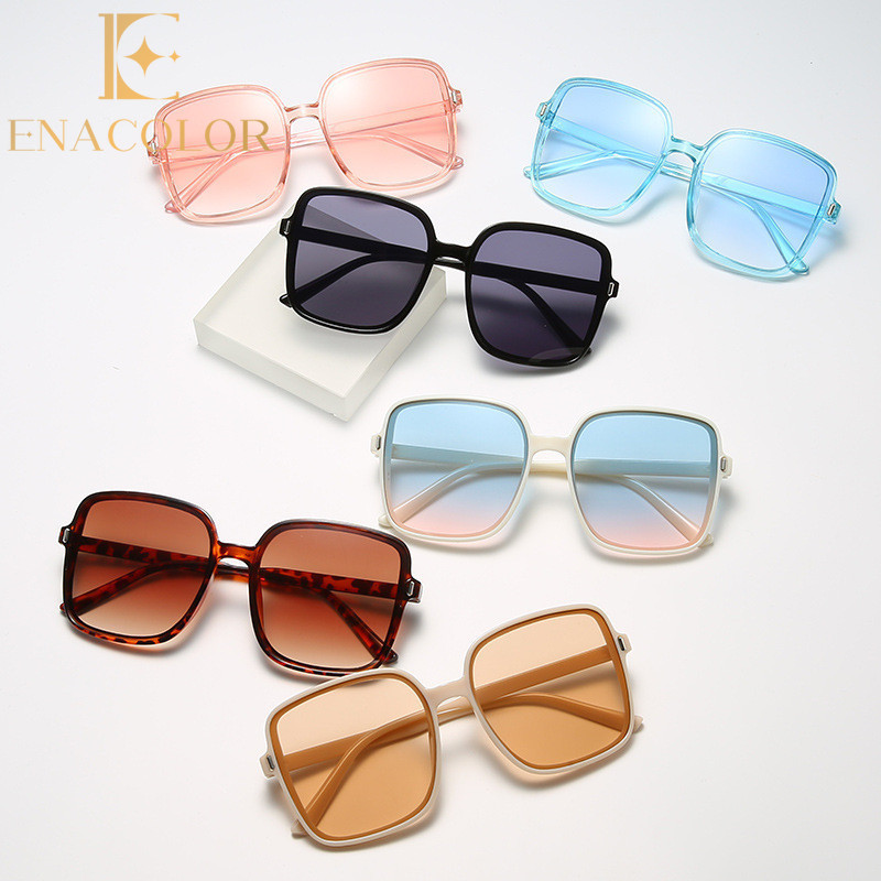 Enacolor New Square Frame Sunglasses Gradual Color Retro Big Face New 2026