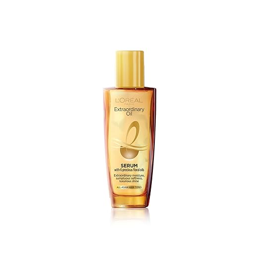 Loreal Paris Hair Serum Protection and Shine, For Dry, Flyaway & Frizzy Hair, With 6 Rare Flower Oils, Extraordinary Oil - By Allure Cosmetics