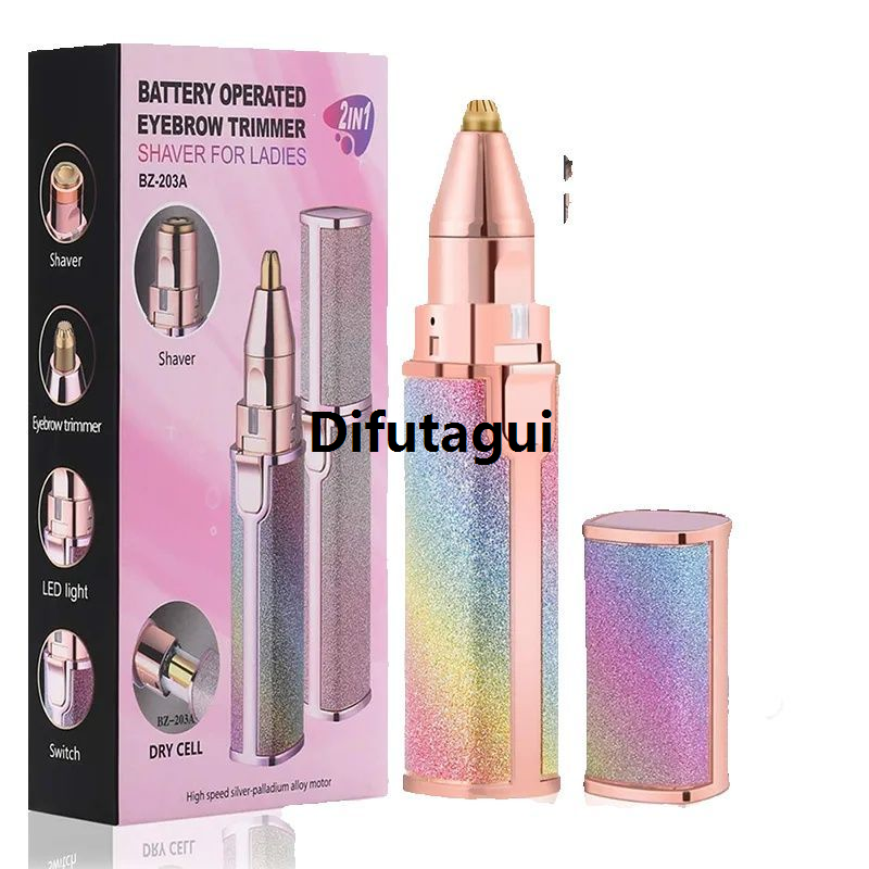 Difutagui Portable 2 in 1 Electric Hair Remover Rechargeable Lady Shaper Hot Selling Eyebrow Facial Leg Armpit Bikini Trimmer Epilator Female