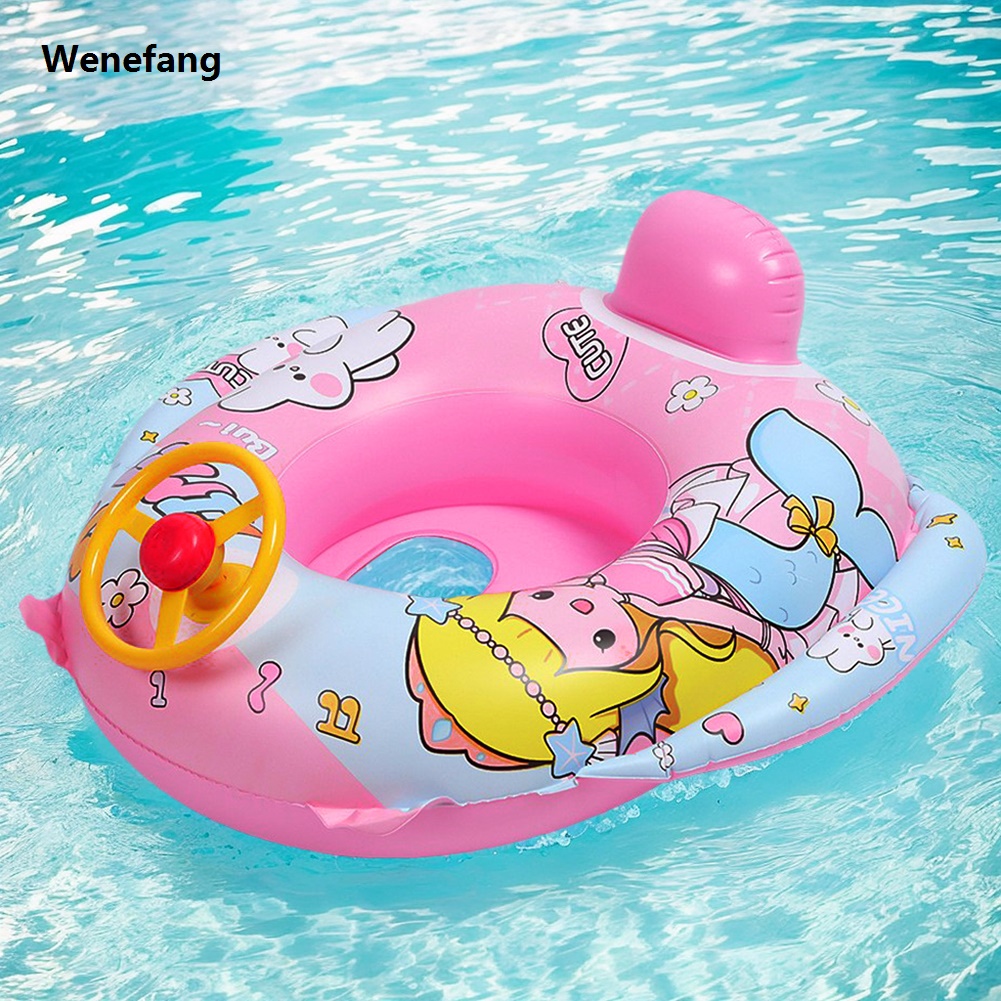 Wenefang Inflatable Newborn Baby Swim Tubes Rings Swimming Circle with 2025 Steering Wheel Horn Baby Floats Swimming Trainer Pool Toy