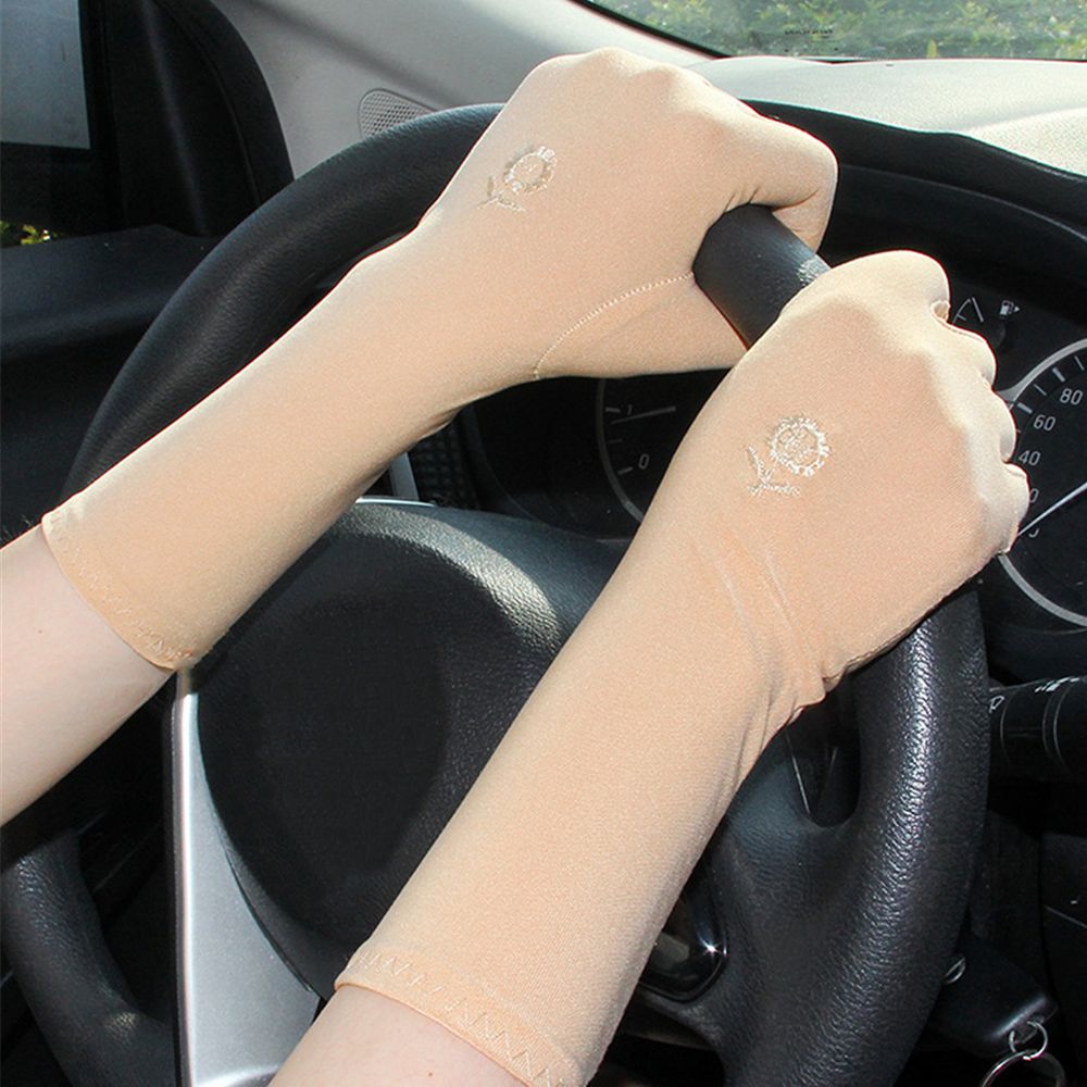 Summer Spring Mid-long Slip Resistant Driving Gloves Sunscreen Gloves Etiquette Gloves Anti UV