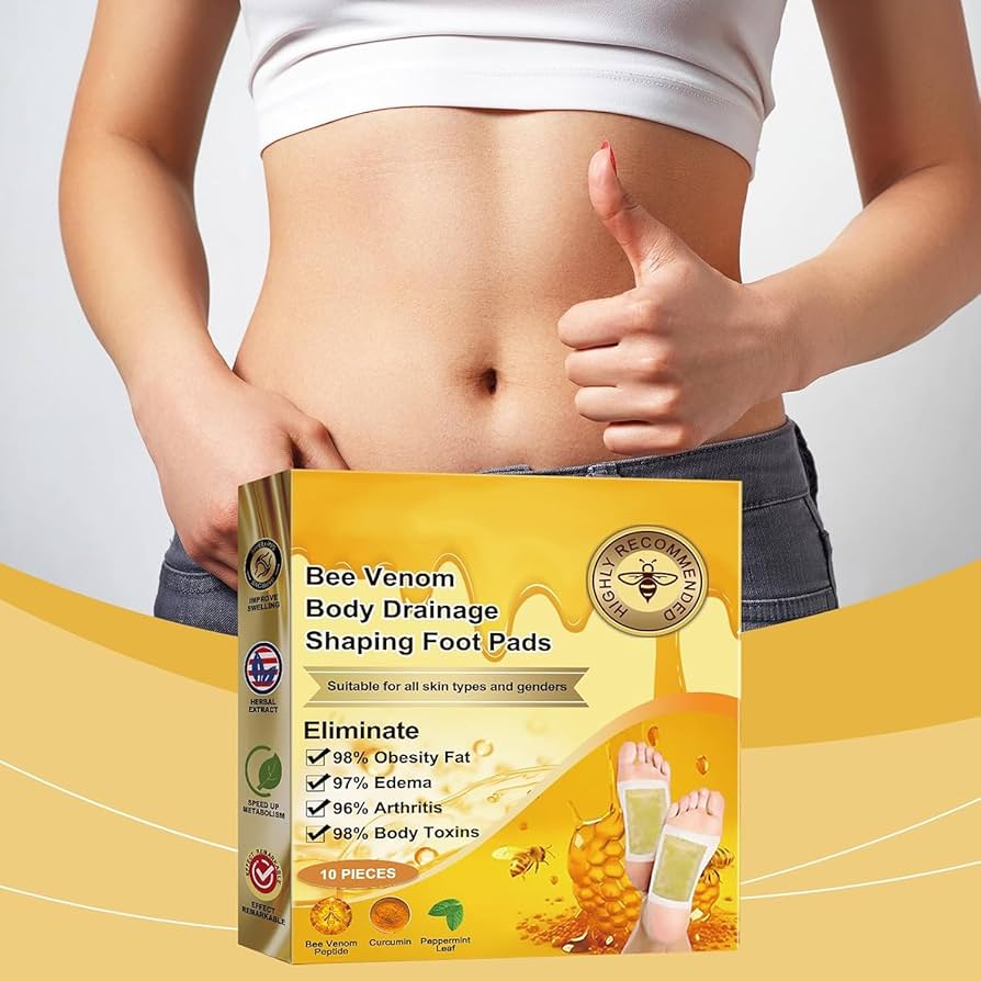 Golden Color Bee Venom Detox Foot Patches / Relaxation & Stress Relief Foot Patches