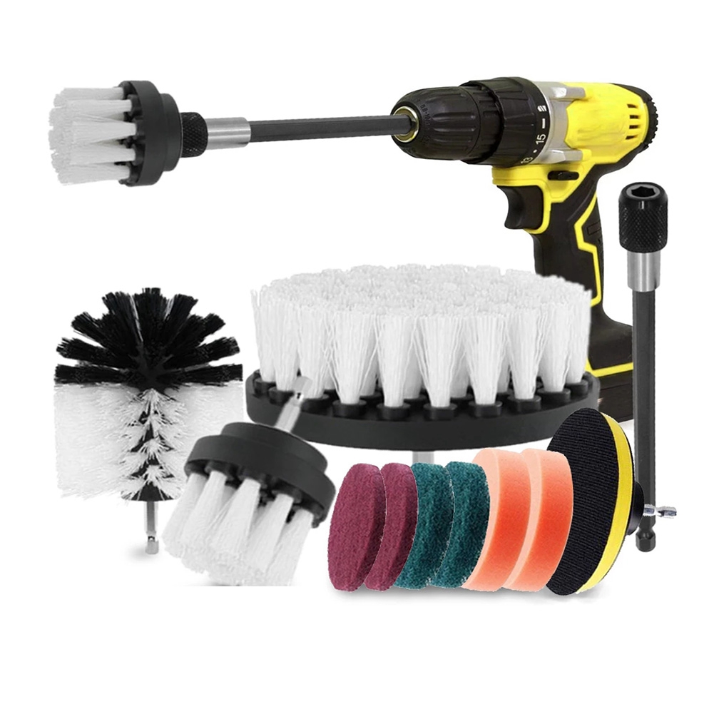 1 Set Electric Carpet Brush Drill Kit All Purpose Cleaner Bathroom Scrubber Brushes with Extender A