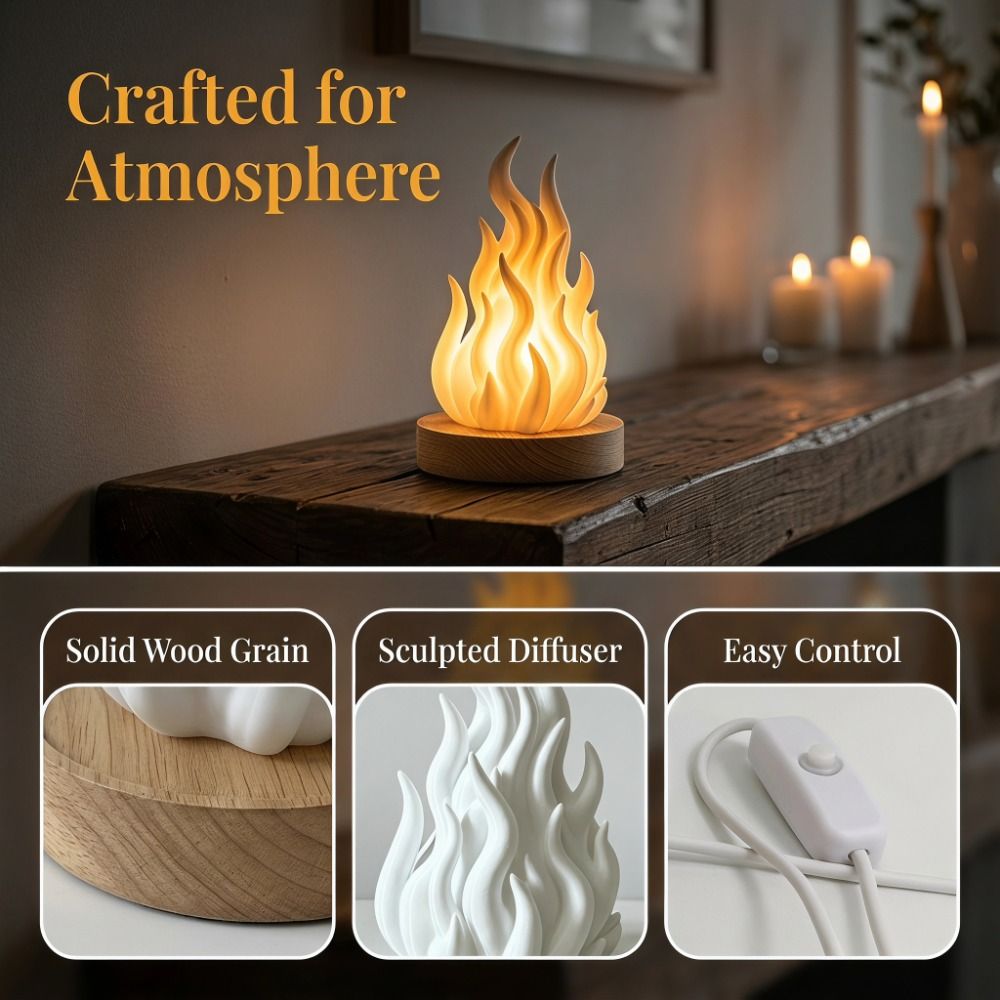 Gift Color Changing Simulation Flame Night Light Imitation Creative Simulation Fire Lamp Decorative Portable 3D Printed Light Courtyard