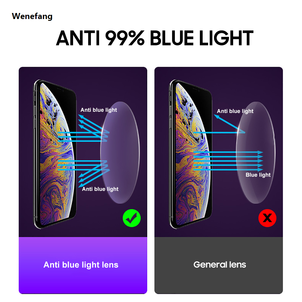 Wenefang Classic Night Vision Blue Light Blocking Glasses Men Square Computer Fashion Eye Protection Eyeglasses Gaming Women Orange Eyewear