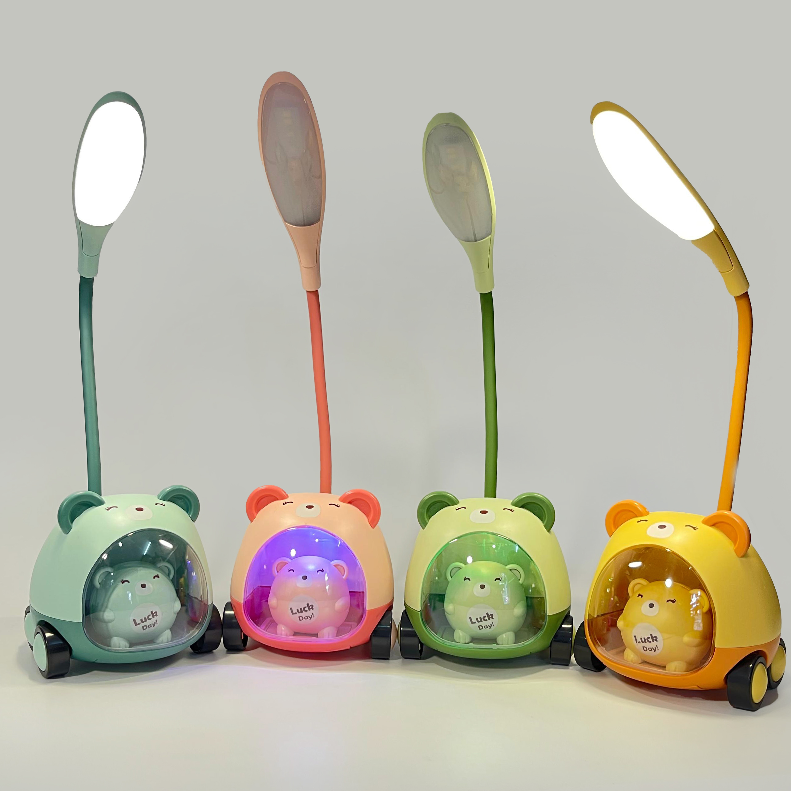 Spunky Add-ons Kawaii 2 In 1 Study Desk LED Lamp, Rechargeable Desk Lamp With Sharpener Eye Protection Night Light