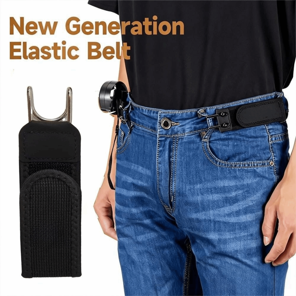 Comfortable Adjustable Hook Buckleless Belt Ultra-Soft Elastic Comfortable Elastic Belt Loop Buckle-Free Metal Hooks Hook Waist Belt Unisex Wear